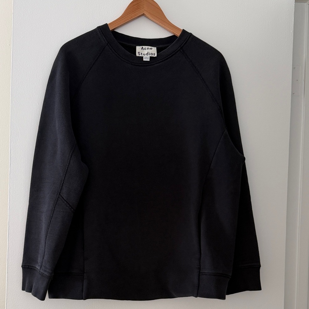 ACNE Nikoleta FL Black Crewneck Sweatshirt size Medium